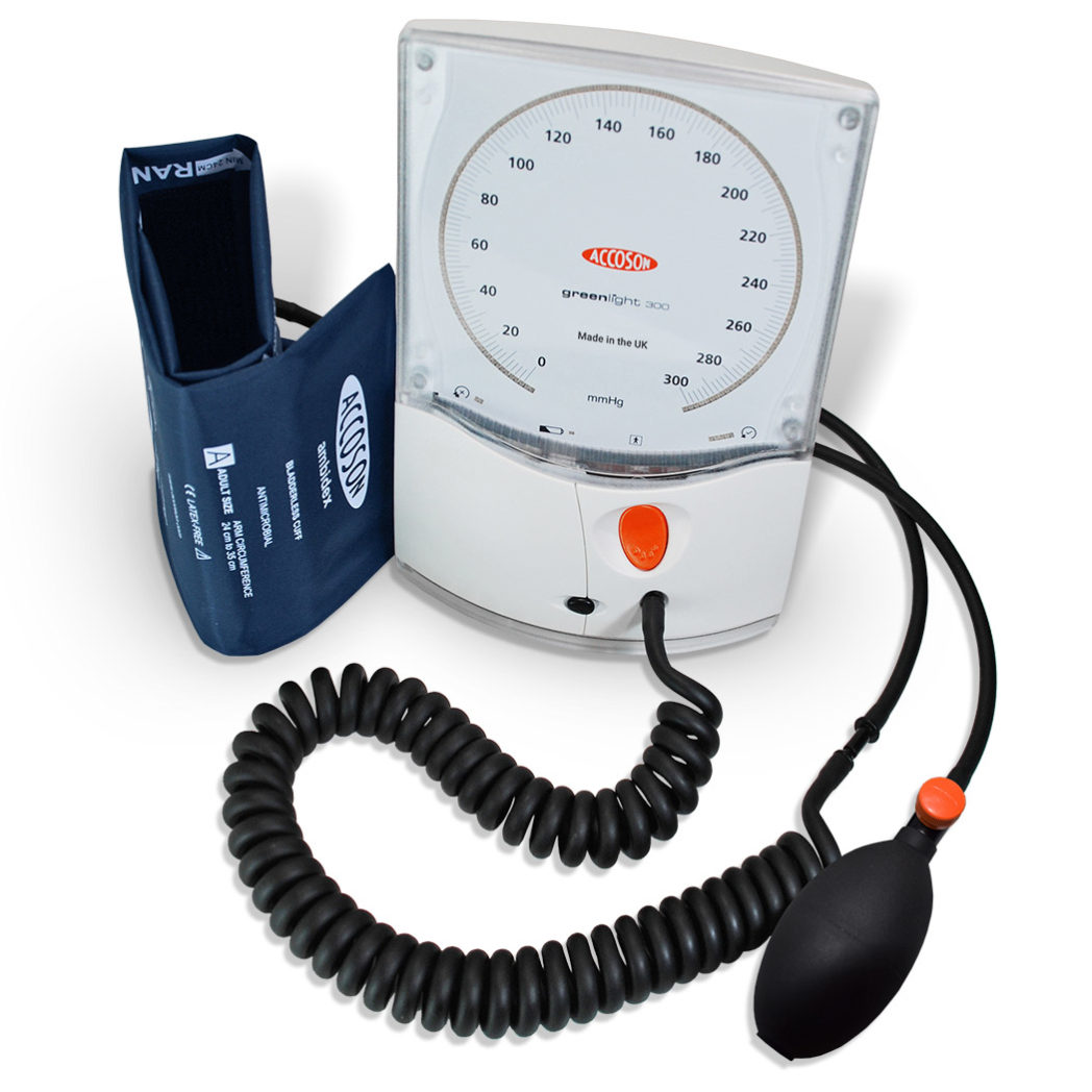 Accoson Greenlight Sphygmomanometer Desktop (White) Complete with Large Adult Cuff